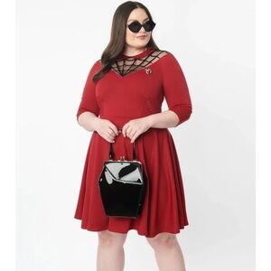 Unique Vintage Red spiderweb spider dress women’s size 20